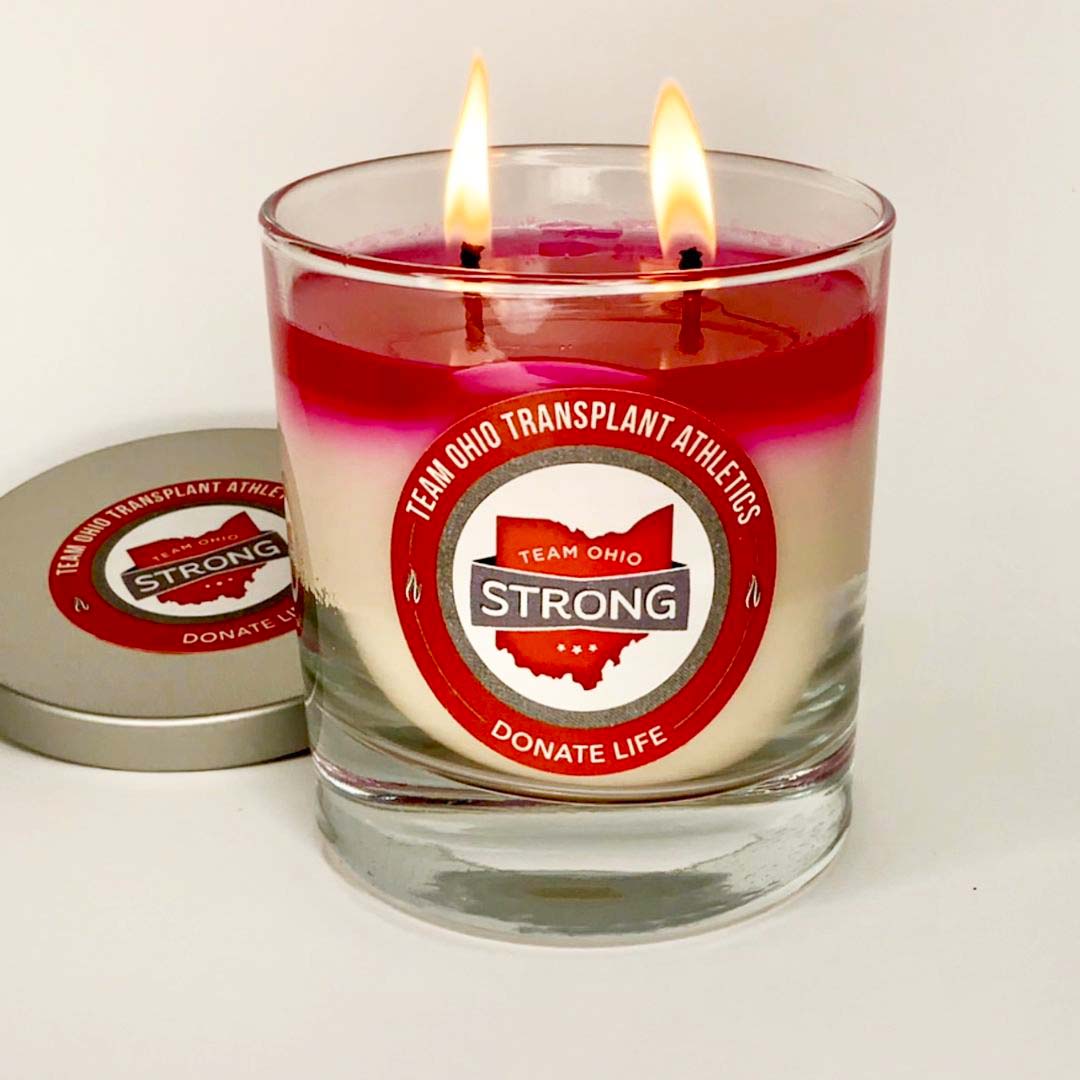 Team Ohio Candle, Red, Lit, Full Wax Pool