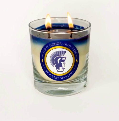 St. Peters Spartans Candle, Lit, Blue