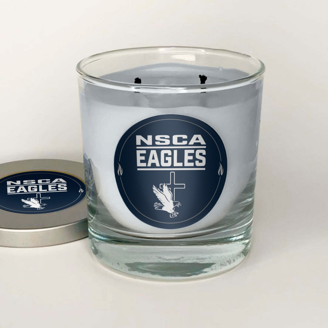 NSCA candle, blue, extinguished