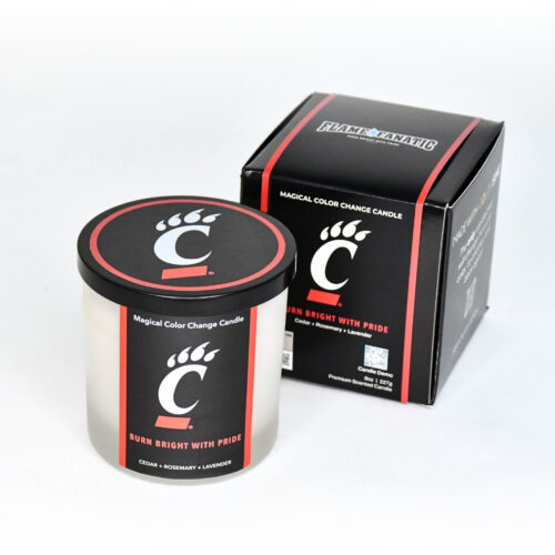 university of cincinnati candle, product and packaging