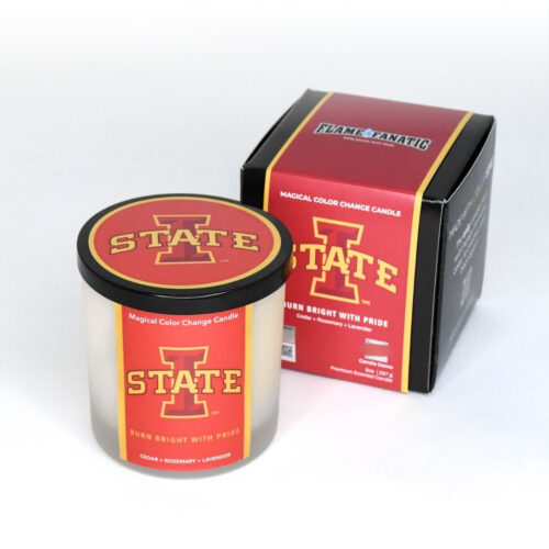 Iowa State University candle product and packaging