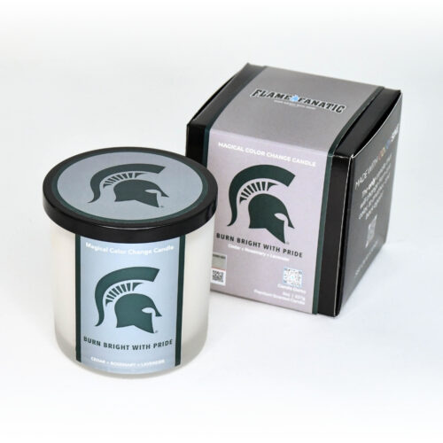 Michigan State University candle product and packaging