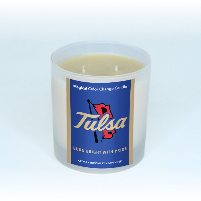 university of tulsa 8oz candle, two wick, unlit